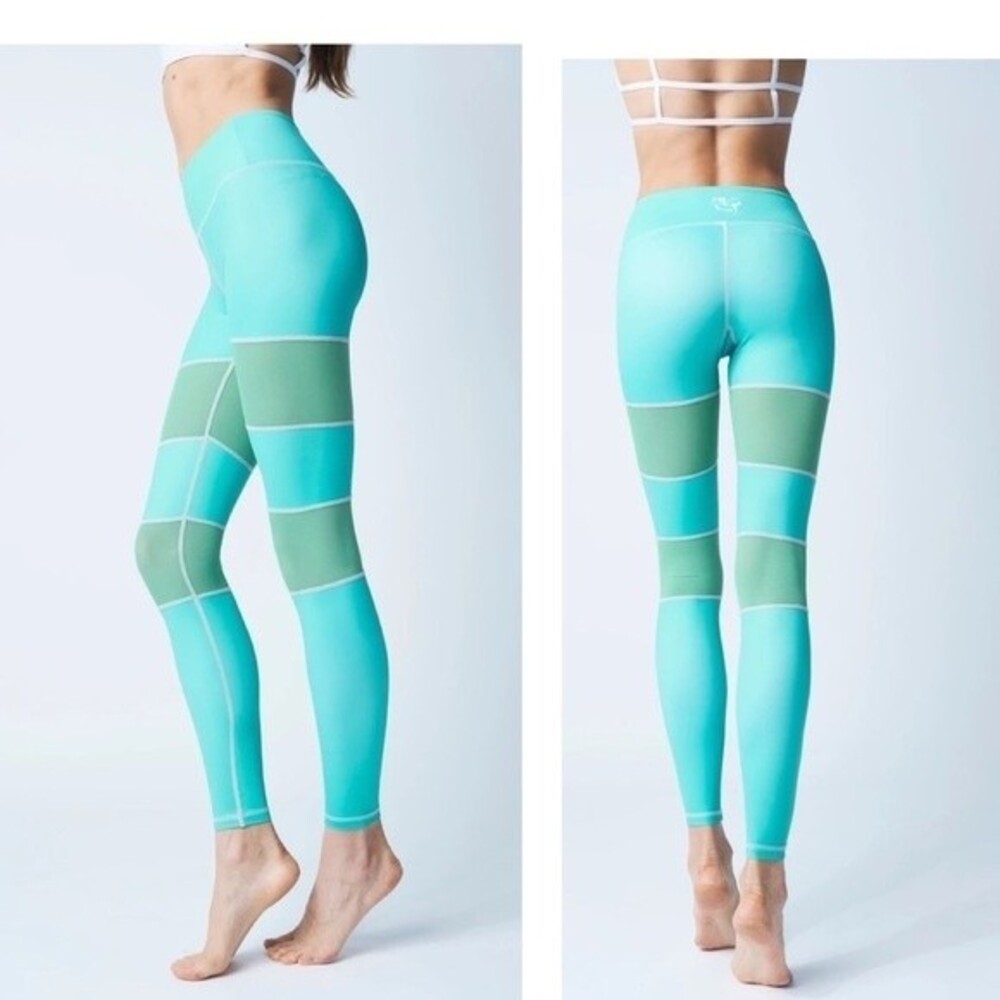 Flexi Lexi Fitness Mint Peek-a-Boo Stretchy High Rise Yoga Pants Leggings S